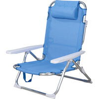 Aluminium-Strandstuhl mit Kissen – Blau – 6 Positionen