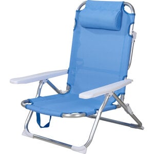 Strandstoel Alu met Kussen - Blauw - 6 Standen