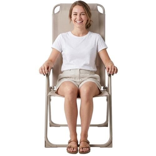 Redcliffs Redcliffs Klappstuhl mit Armlehnen, beige – 110 kg Redcliffs Redcliffs Klappstuhl mit Armlehnen, beige – 110 kg