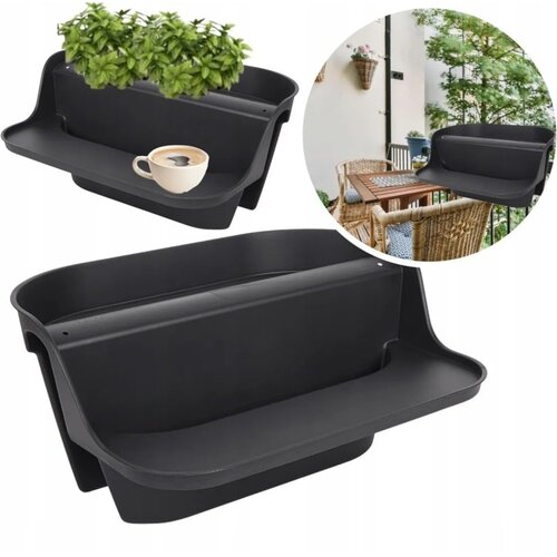 Balkonhek Plantenbak met Tafel - Antraciet