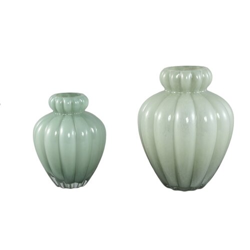 PTMD PTMD Syamer Vaas Glas - Groen 20x27cm PTMD PTMD Syamer Vaas Glas - Groen 20x27cm