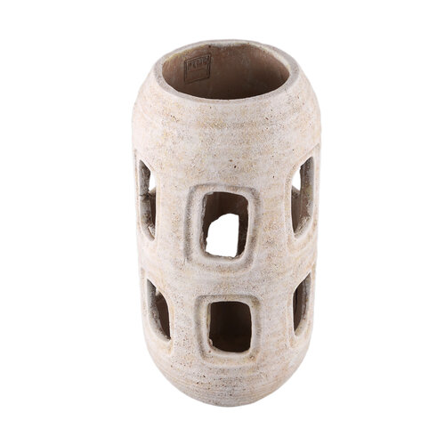 PTMD PTMD Lantern Tayla Cement - White 20x40cm PTMD PTMD Lantern Tayla Cement - White 20x40cm
