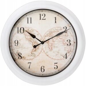 Quartz Wall Clock World White 38.5cm Quartz Wall Clock World White 38.5cm