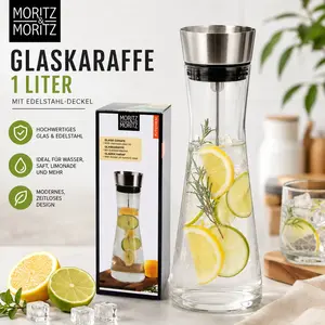 Moritz & Moritz Moritz & Moritz Carafe with lid 1L - Glass - Stainless steel Moritz & Moritz Moritz & Moritz Carafe with lid 1L - Glass - Stainless steel