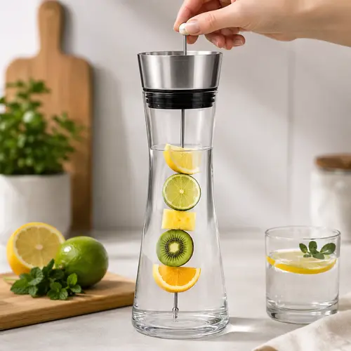 Moritz & Moritz Moritz & Moritz Carafe with lid 1L - Glass - Stainless steel