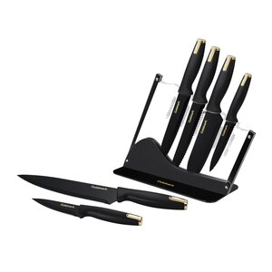Knife set with diamond-texture coating, 3-piece - Stainless Steel - Black Knife set with diamond-texture coating, 3-piece - Stainless Steel - Black