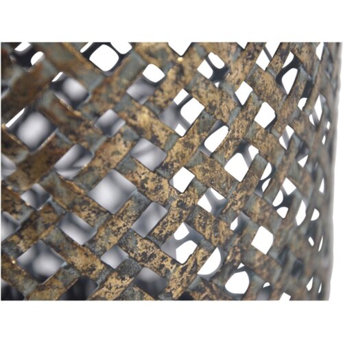 Gold metal lantern with step motif 14x9x38cm - Metal / Iron - Gold