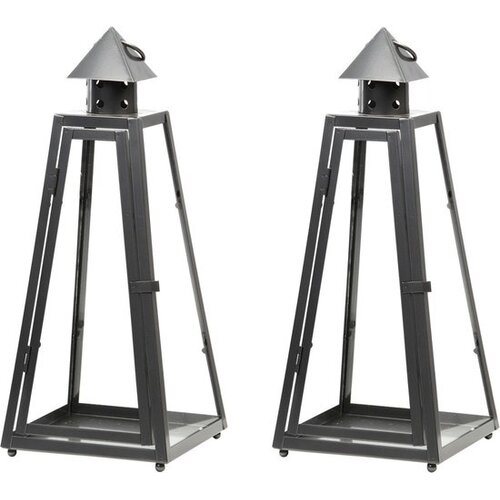 Silver-colored metal lantern 14x9x38cm - Metal / Iron - Silver
