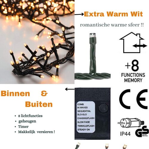 Weihnachtslichterkette mit 400 LEDs, 8 m, aus Kunststoff, grün