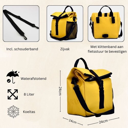 Ralph Boyer fiets/koeltas 24x14x24cm - Polyester - Geel Ralph Boyer fiets/koeltas 24x14x24cm - Polyester - Geel