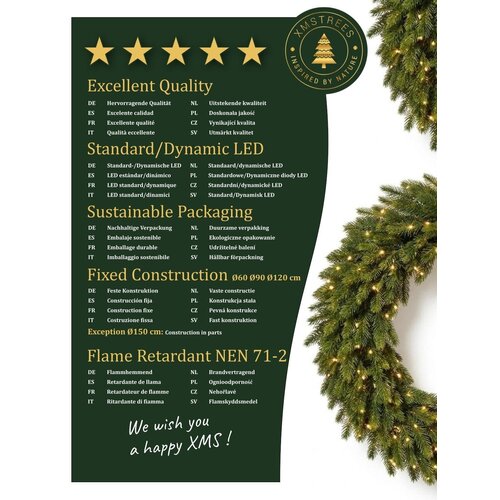 XMS-Trees Corona navideña Jasper de XMS-Trees, Ø60 cm - incluye LED - Ignífuga