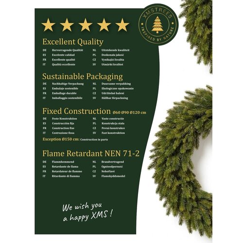 XMS-Trees Corona navideña de jaspe XMS-Trees Ø90 cm - Ignífuga XMS-Trees Corona navideña de jaspe XMS-Trees Ø90 cm - Ignífuga