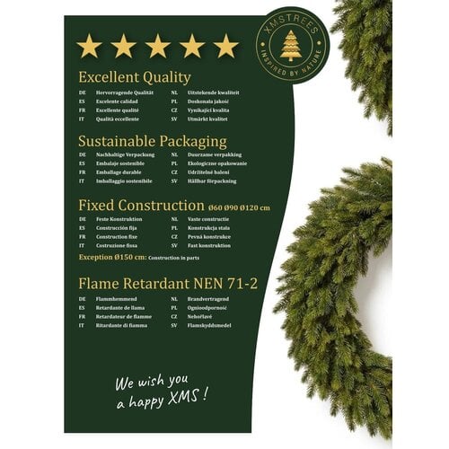 XMS-Trees Corona navideña de jaspe XMS-Trees Ø150 cm - Ignífuga XMS-Trees Corona navideña de jaspe XMS-Trees Ø150 cm - Ignífuga