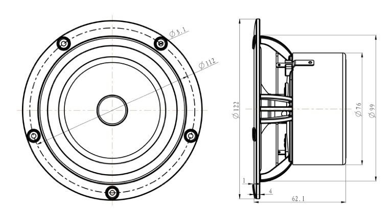 Alpair-7MS Gold 4" Full Range Woofer