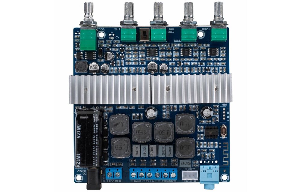 TPA3116D2.1-BT 2 x 50W + 100W Class D 2.1 Bluetooth 5.0 Amplifier Board with Filter and Volume Controls