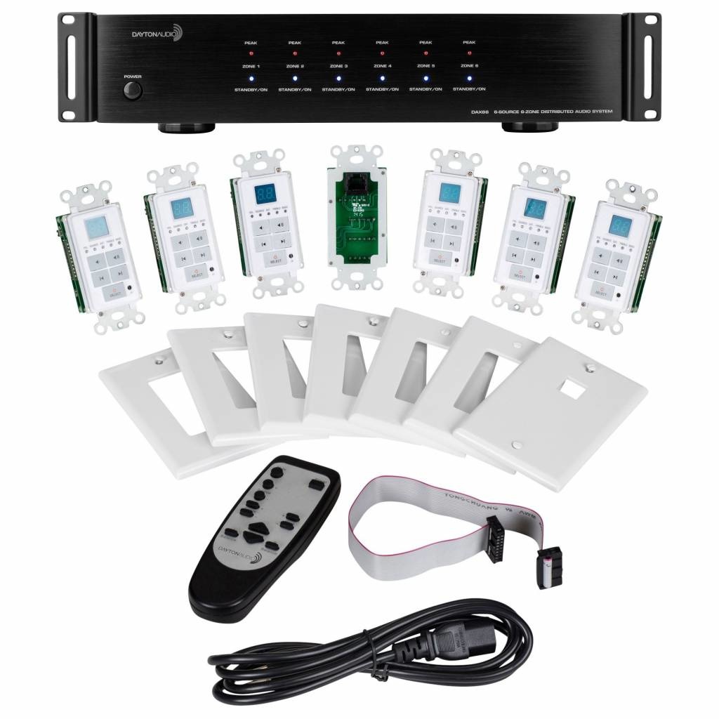 DAX66 6-Source 6-Room Distributed Whole House Audio System with Keypads 25 WPC