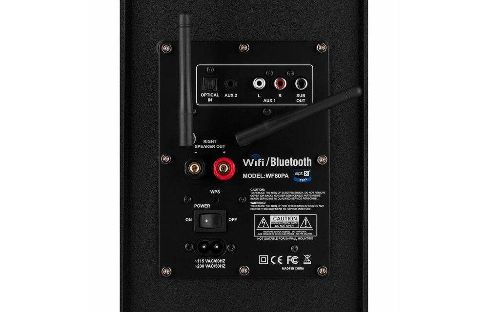 WF60PA 60W Class D Full Range 2.1 Plate Amplifier with Wi-Fi and Bluetooth 4.0 aptX