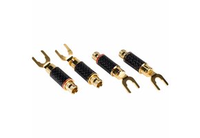 1/4" to 3/8" Spade Terminal with Dual Set Screws and Carbon Fiber and Brass Shell 2 Pair