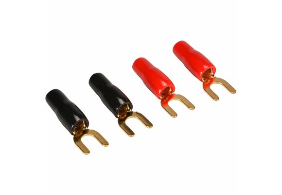 Gold Spade Lug Crimp Terminal 8 AWG 1/4" 2 Pair