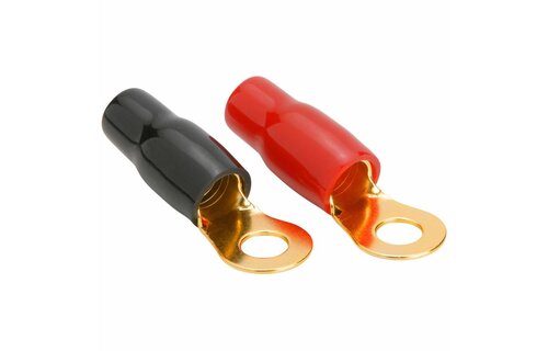 Gold Ring Crimp Terminal 4 AWG 5/16" 2 Pair