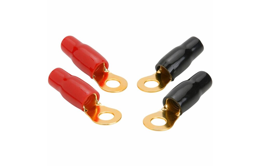 Gold Ring Crimp Terminal 4 AWG 5/16" 2 Pair