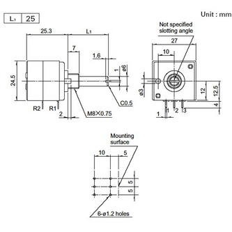 Audio Taper Stereo Potentiometer 1/4'' Shaft