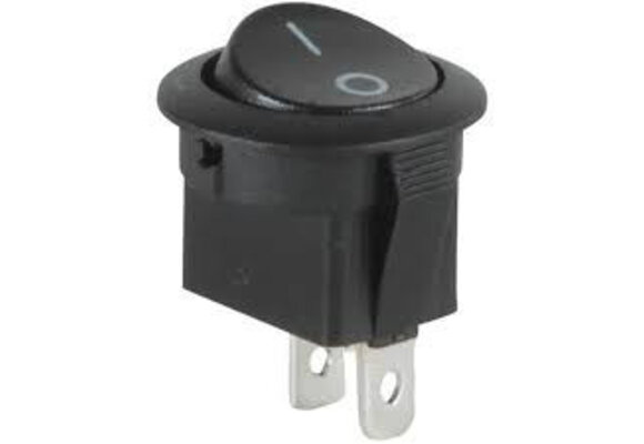 SPST Automotive Round Rocker Switch Black