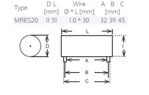 MRES20-0,10 | 0,10 Ω | 20 W | 2% | Mresist SUPREME Audiophile resistors