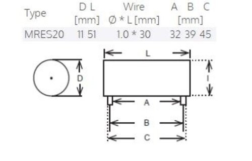 MRES20-0,47 | 0,47 Ω | 20 W | 2% | Mresist SUPREME Audiophile resistors