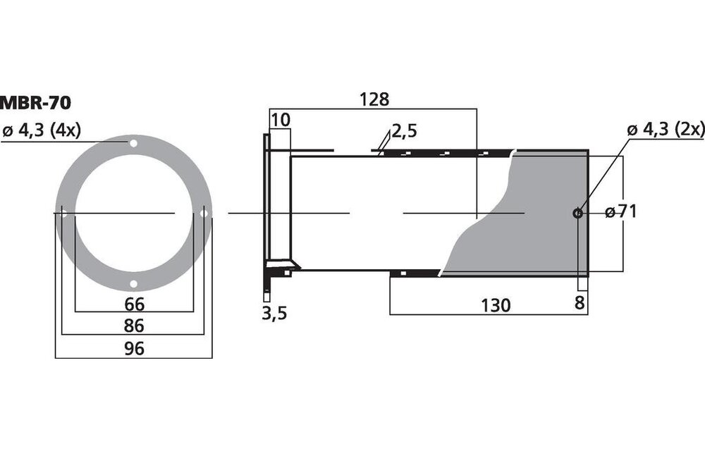 MBR-70 Adjustable Bassreflex Tube | 66 x 128-245 mm