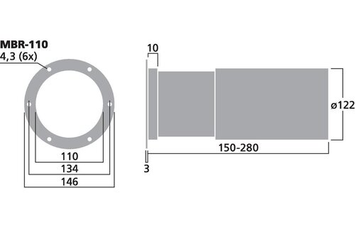 MBR-110 Adjustable Bassreflex Tube | 110 x 150-280 mm