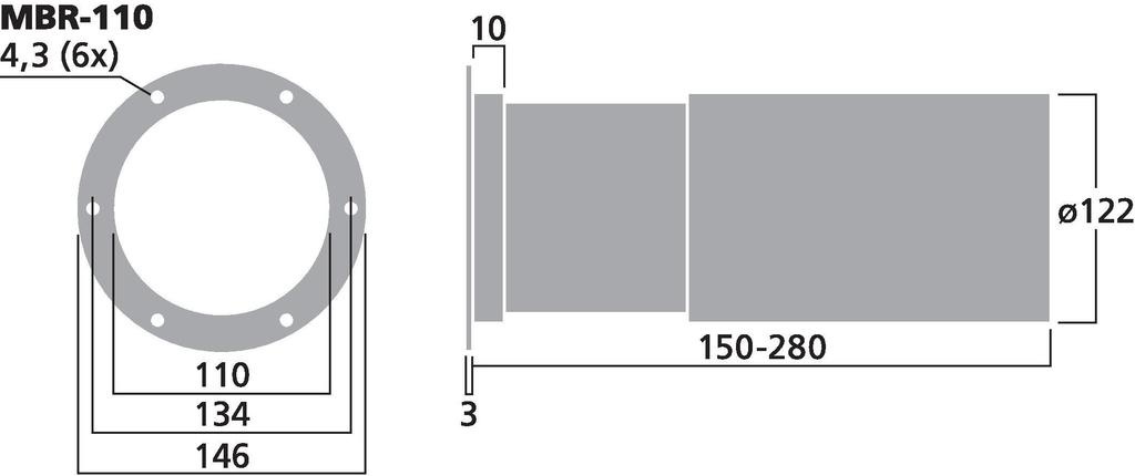 MBR-110 Adjustable Bassreflex Tube | 110 x 150-280 mm