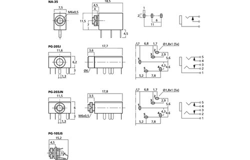 PG-203JN 3.5 mm Panel Jack