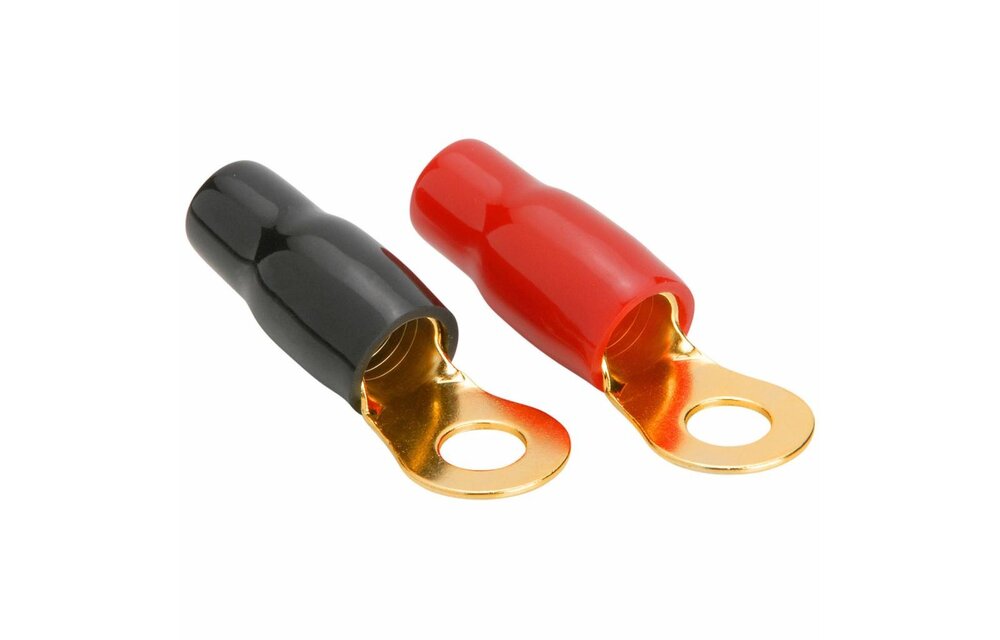 Gold Ring Crimp Terminal 4 AWG 5/16" 2 Pair