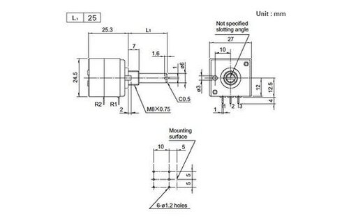 Audio Taper Stereo Potentiometer 1/4'' Shaft