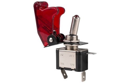 SPST Toggle Switch with Red LED and Cover