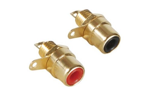 Gold Chassis Mount RCA Jack with Nut Pair
