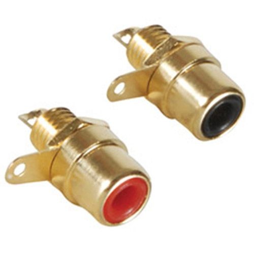 Gold Chassis Mount RCA Jack with Nut Pair