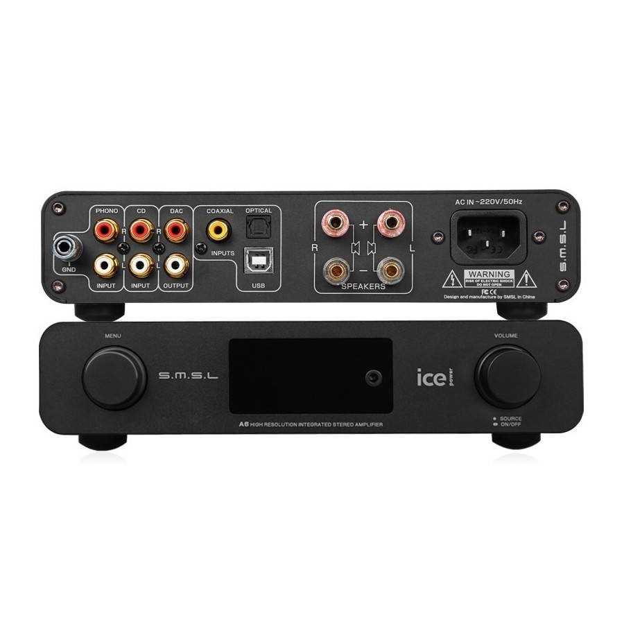 A6 High Resolution IcePower 2x40W class D amplifier with DAC and headphone amplifier