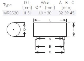 MRES20-1,20 | 1,20 Ω | 20 W | 2% | Mresist SUPREME Audiophile resistors