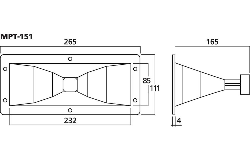 MPT-151 265 x 111 mm Piezo Tweeter Horn