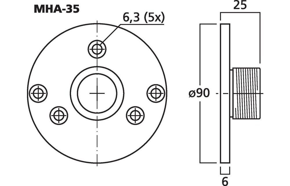 MHA-35 Bolt-on to Screw-On Horn Adapter