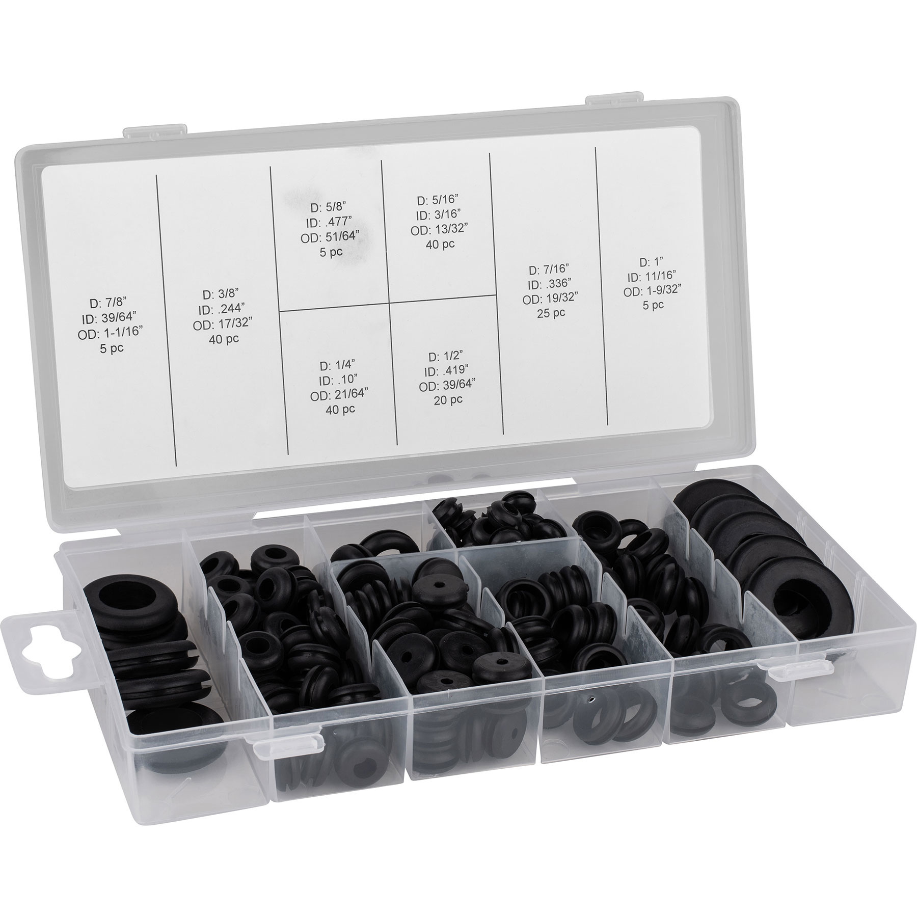43154 180 Piece Rubber Grommet Assortment