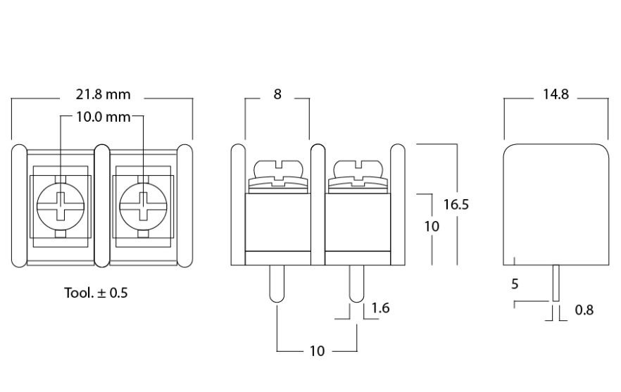 TB01 Gold-Plated Screw Terminals For PCB mounting