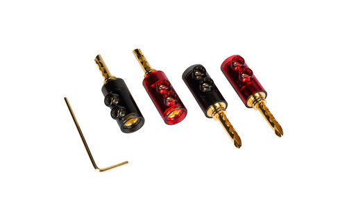 BFA Style Banana Plugs with Dual Set Screws and Poly Carbonate Shell 2 Pair