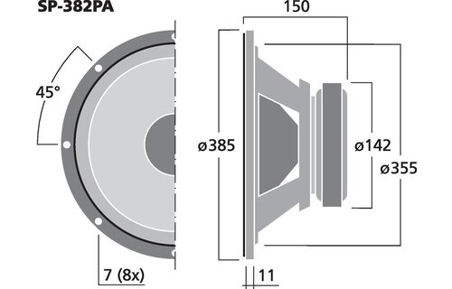 SP-382PA 15'' Universal-Tieftöner 150 W  8 Ω