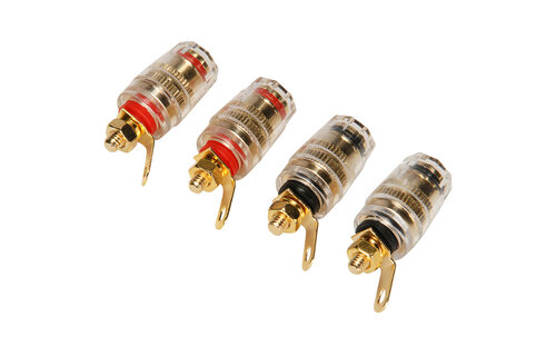 Mini Gold Plated Insulated 5-Way Binding Post Banana Jack Set 2 Red 2 Black