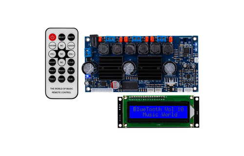 2.1 Amplifier 50W x 50W x 100W with Built-In Bluetooth 3.0 Backlit LCD Screen, and IR Remote