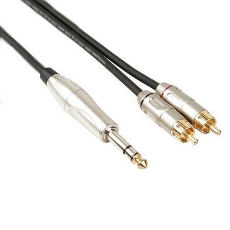 Jack 6.3 mm - RCA tulip cable 6 meter