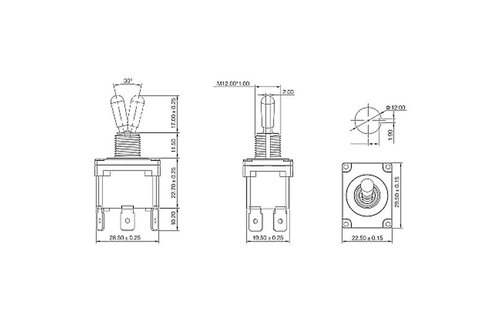 DPDT On/Off/On Toggle Switch 6 Spade 15A 250VAC 3 Position